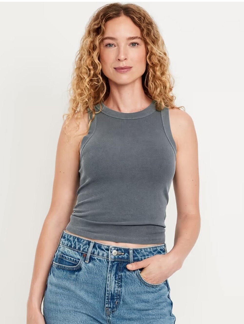 NWT Old Navy Sleeveless Ribbed Crop Tank Top - Gray